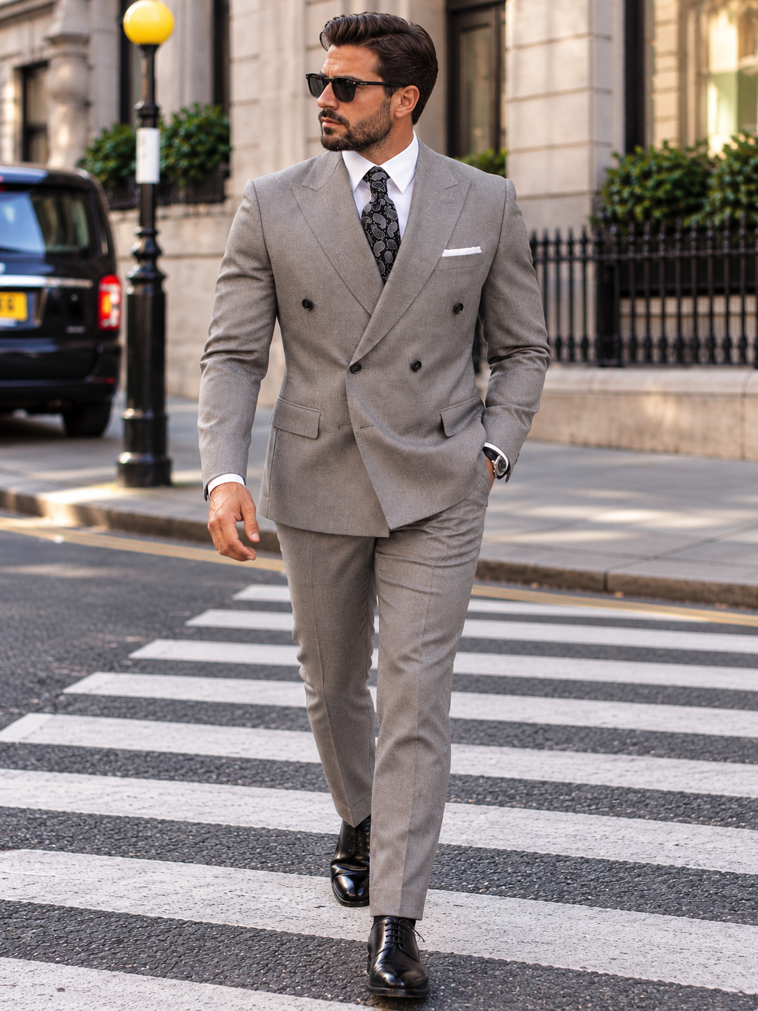 Micawber Street Grey Plain Slim Fit Double Breasted Suit - MrGuild