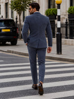Alara's Castle Blue Corduroy Slim Fit Double Breasted Suit - MrGuild