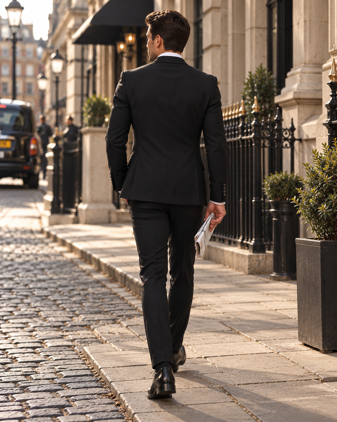 Boot Buildings Black Plain Slim Fit Three Piece Suit - MrGuild