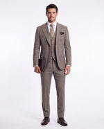 Buckfast Street Brown Plain Slim Fit Three Piece Suit - MrGuild