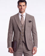 Buckfast Street Brown Plain Slim Fit Three Piece Suit - MrGuild
