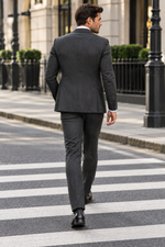 Gents Road Grey Plain Slim Fit Three Piece Suit - MrGuild