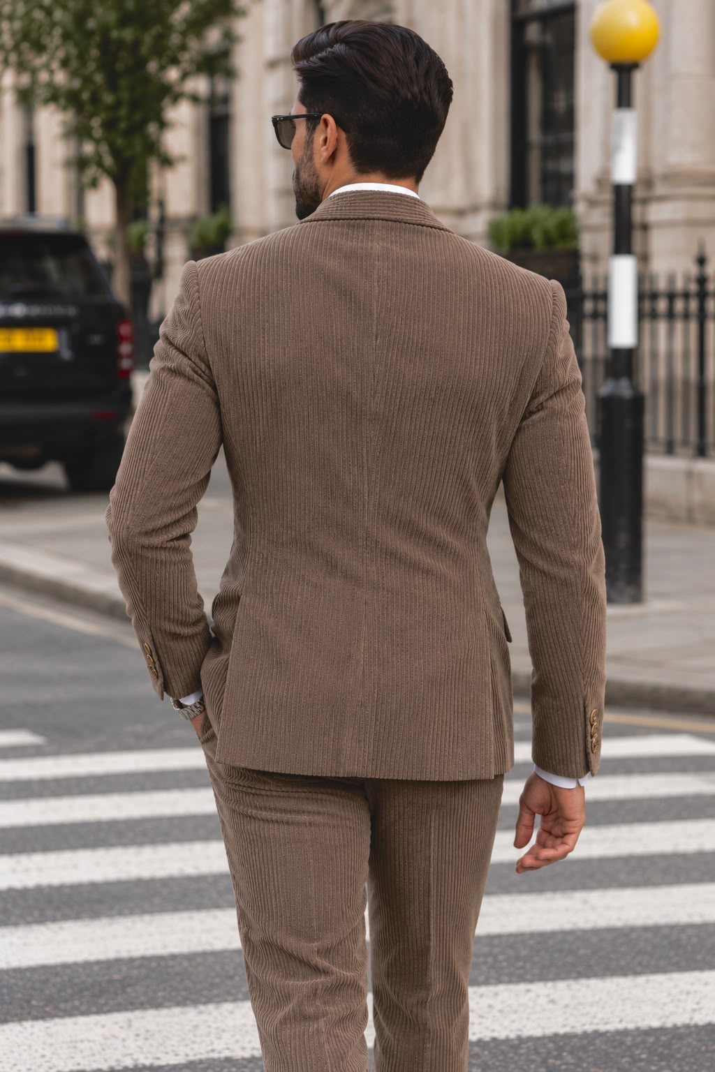 Dilayla Palace Brown Corduroy Slim Fit Double Breasted Suit - MrGuild