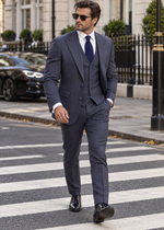 Jitters End Blue Chequered Slim Fit Three Piece Suit - MrGuild