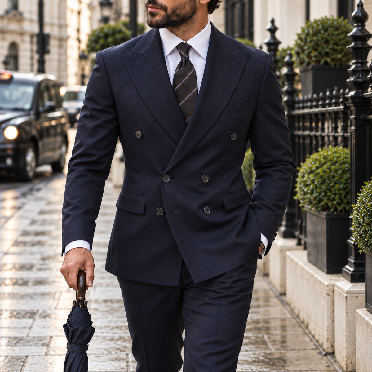 Shelgate Road Blue Plain Slim Fit Double Breasted Suit