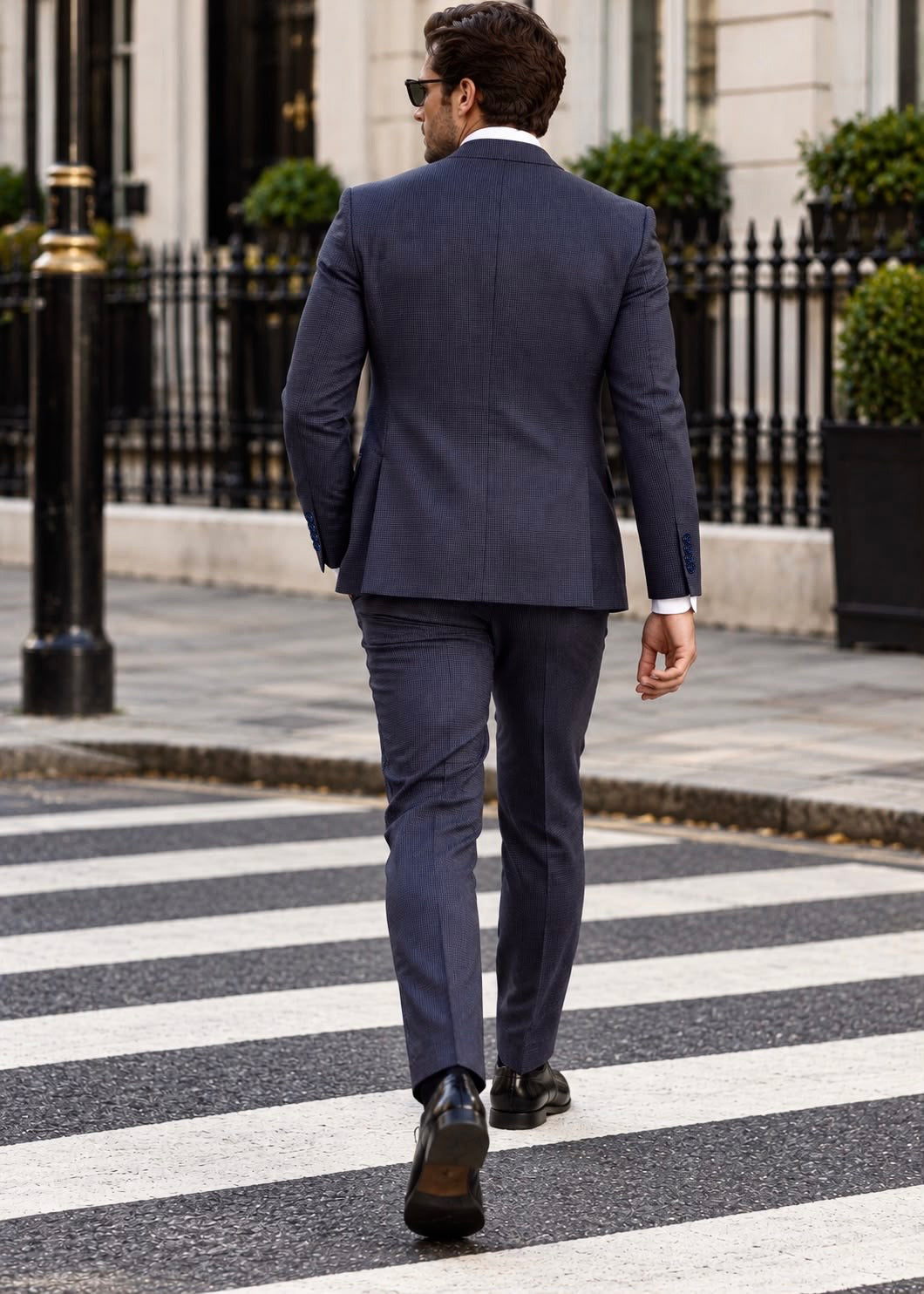 Jitters End Blue Chequered Slim Fit Three Piece Suit - MrGuild