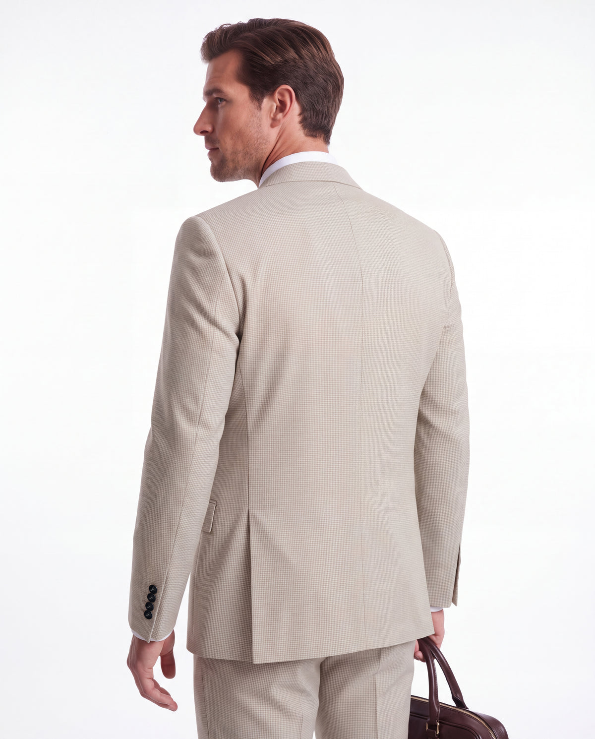 Kitcat Terrace Cream Plain Slim Fit Three Piece Suit - MrGuild