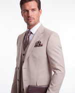 Lendal Terrace Cream Pinstripe Slim Fit Three Piece Suit - MrGuild