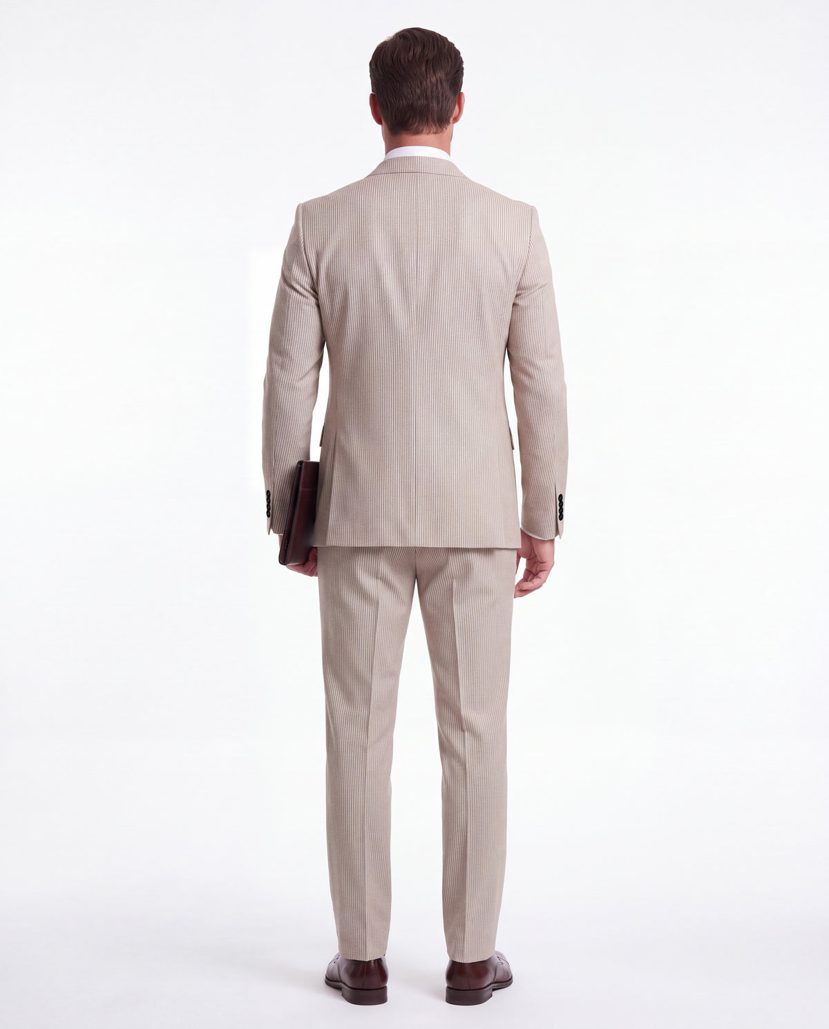 Lendal Terrace Cream Pinstripe Slim Fit Three Piece Suit - MrGuild