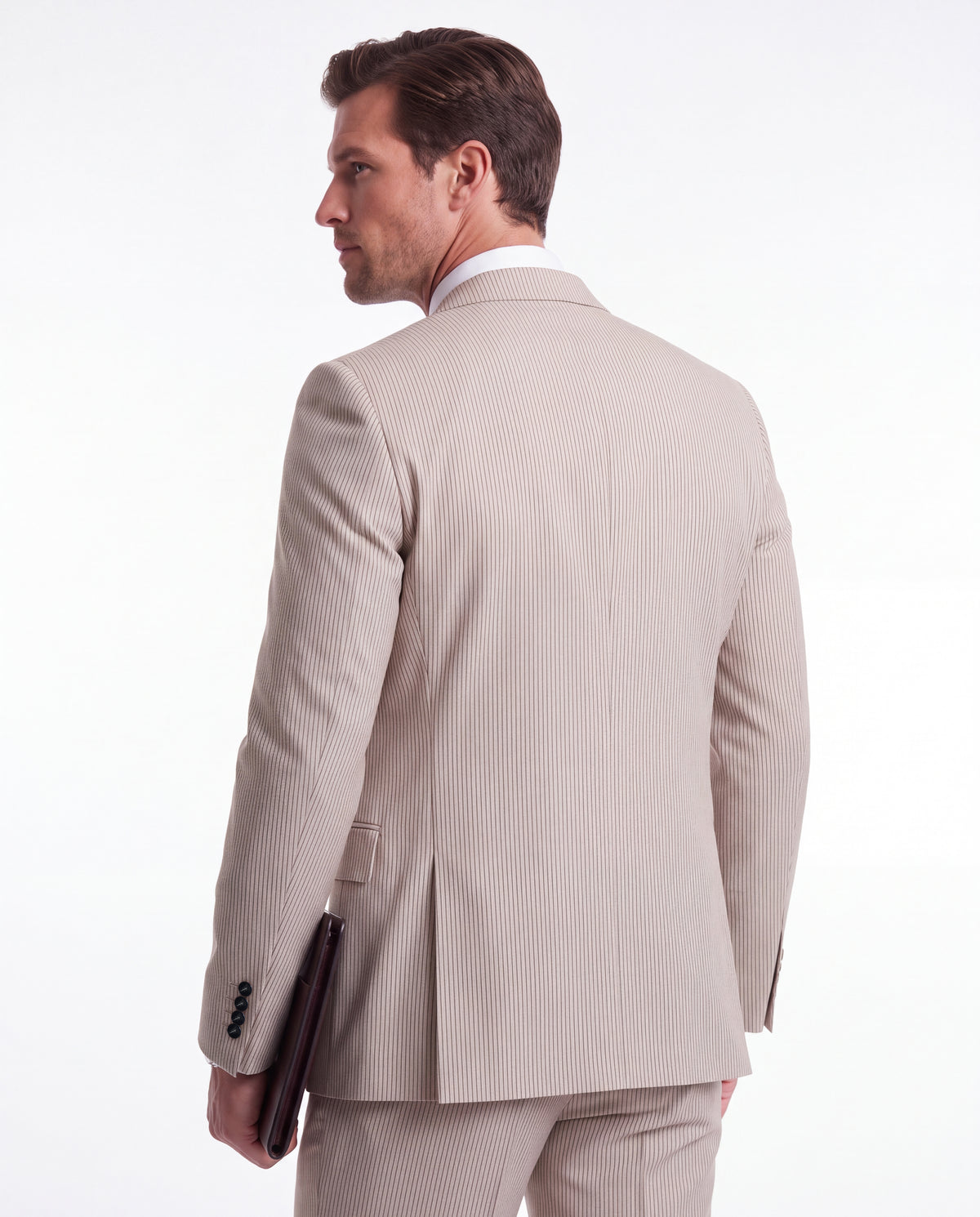 Lendal Terrace Cream Pinstripe Slim Fit Three Piece Suit - MrGuild