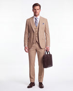 Little Somerset Street Beige Plain Slim Fit Three Piece Suit - MrGuild