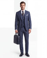 Orange Hill Road Blue Chequered Slim Fit Three Piece Suit - MrGuild
