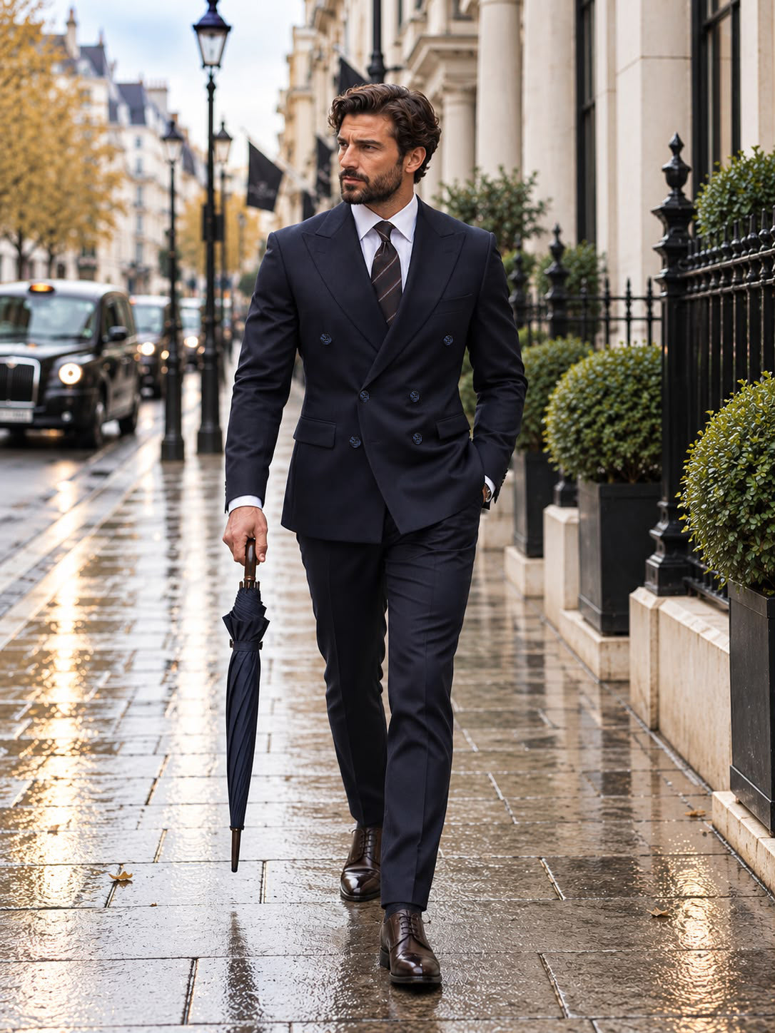 Shelgate Road Blue Plain Slim Fit Double Breasted Suit - MrGuild