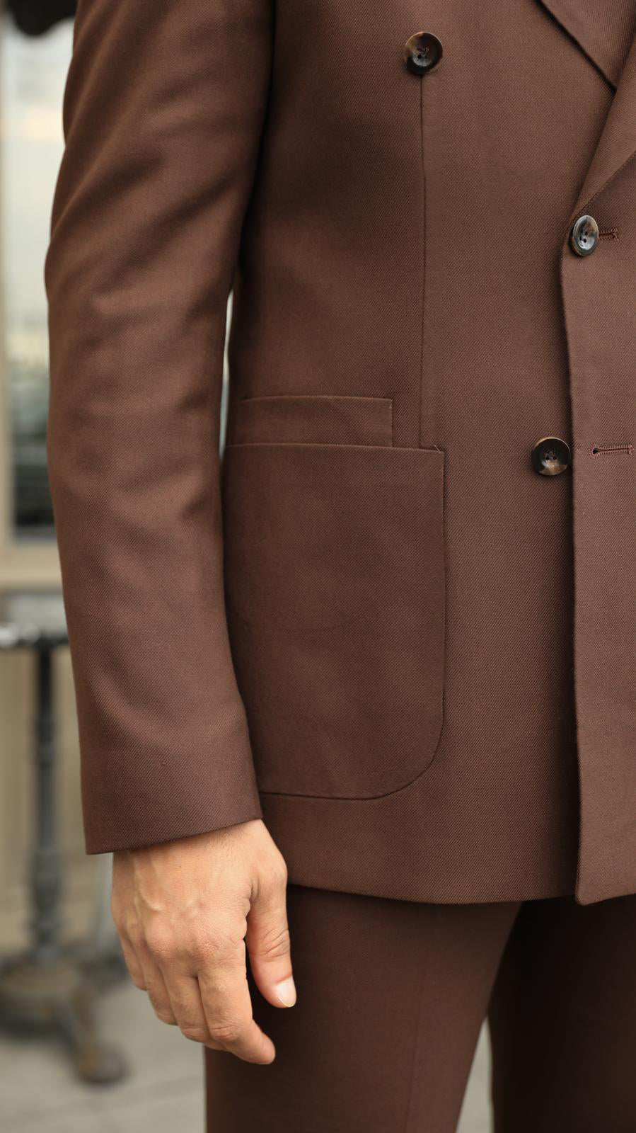 Webber Street Brown Plain Slim Fit Double Breasted Suit - MrGuild