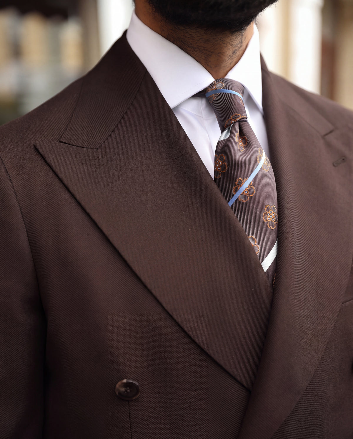Webber Street Brown Plain Slim Fit Double Breasted Suit - MrGuild