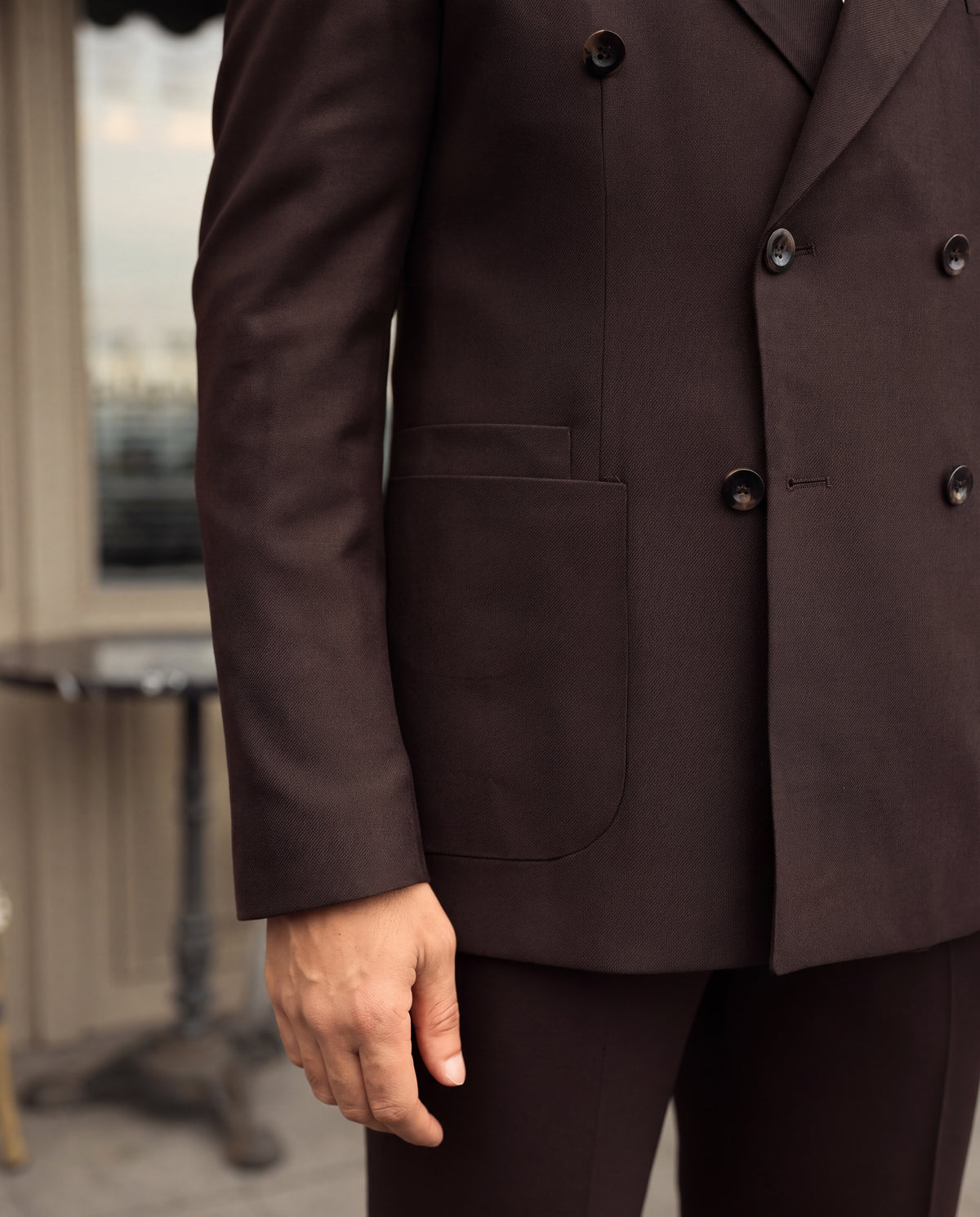 Webber Street Brown Plain Slim Fit Double Breasted Suit - MrGuild
