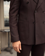 Webber Street Brown Plain Slim Fit Double Breasted Suit - MrGuild