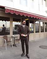 Webber Street Brown Plain Slim Fit Double Breasted Suit - MrGuild