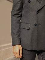 Woodstock Road Grey Plain Slim Fit Double Breasted Suit - MrGuild