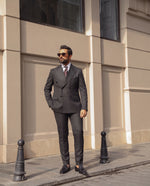 Woodstock Road Grey Plain Slim Fit Double Breasted Suit - MrGuild