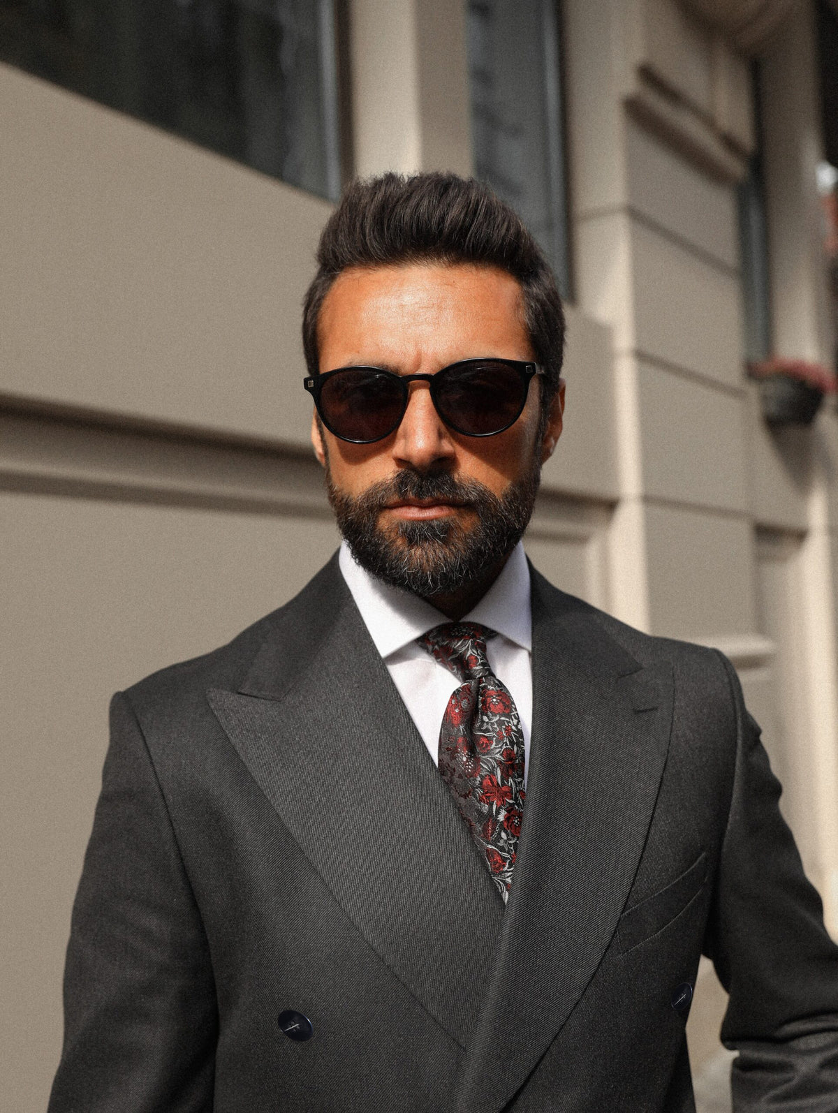 Woodstock Road Grey Plain Slim Fit Double Breasted Suit - MrGuild