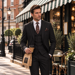 Armory Way Black Pinstripe Slim Fit Three Piece Suit - MrGuild