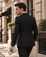Boot Buildings Black Plain Slim Fit Three Piece Suit - MrGuild