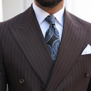 Cardiff Paisley Silk-Blend Tie – Black & Steel Blue - MrGuild