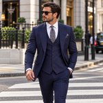 Cavendish Close Blue Pinstripe Slim Fit Three Piece Suit - MrGuild
