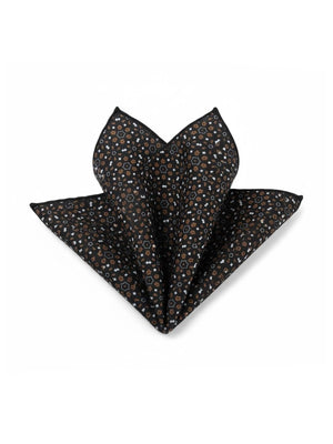 Copenhagen Micro-Geometric Silk-Blend Pocket Square – Black, Bronze & White - MrGuild