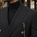 David Mews Black Plain Slim Fit Double Breasted Suit - MrGuild