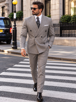 Micawber Street Grey Plain Slim Fit Double Breasted Suit - MrGuild
