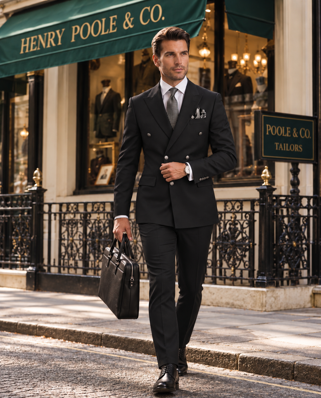 Padfield Road Black Plain Slim Fit Double Breasted Suit - MrGuild