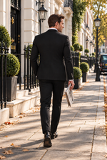 Redan Place Black Plain Slim Fit Double Breasted Suit - MrGuild