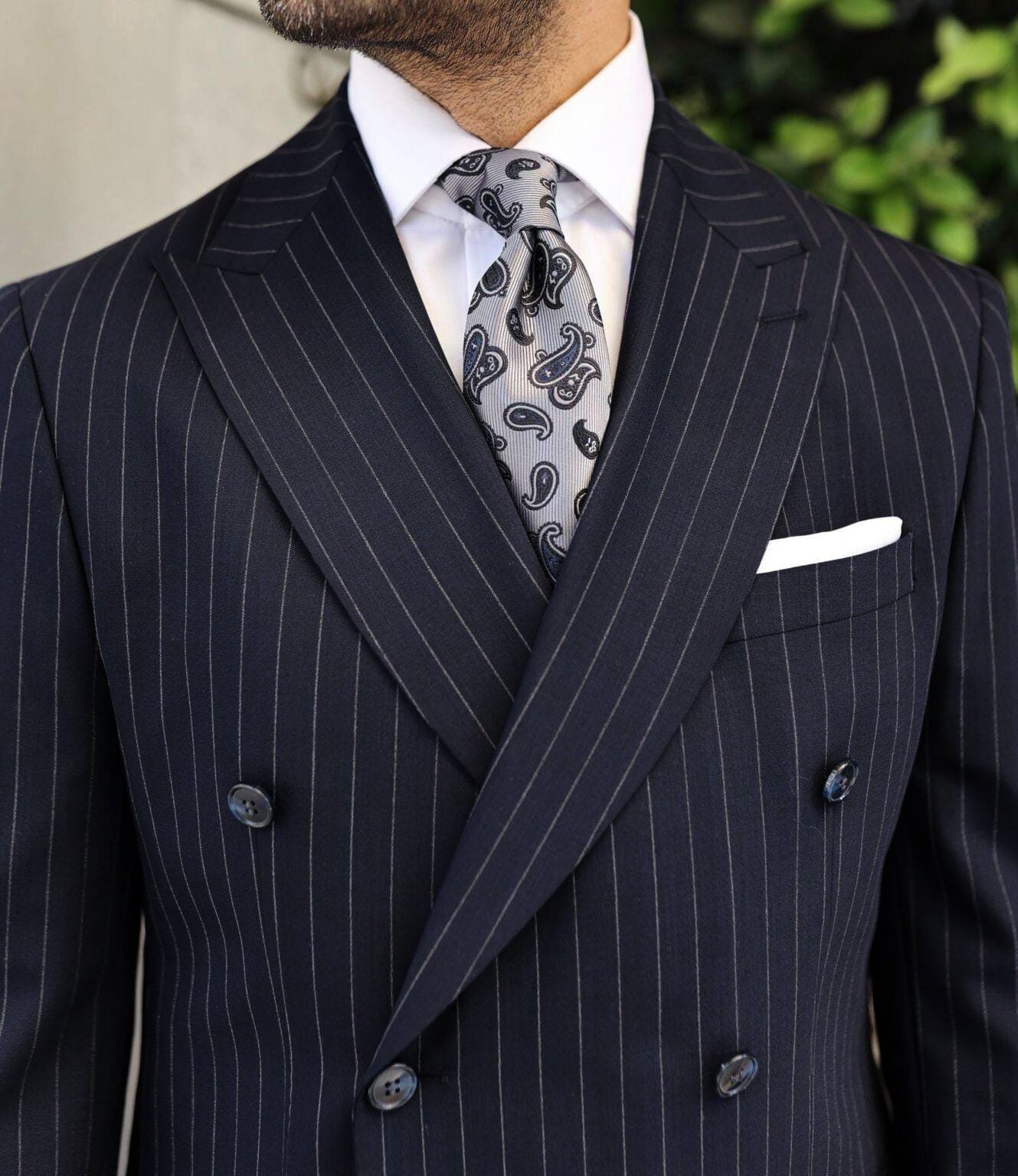 Forsyth Road Blue Pinstripe Slim Fit Double Breasted Suit | MrGuild