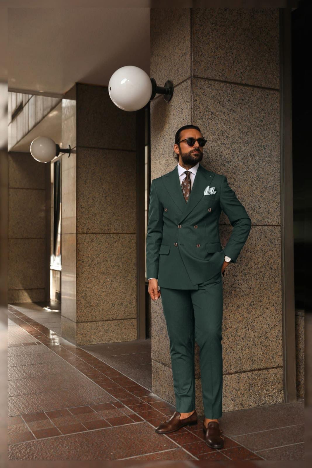 Hannington Road Green Pinstripe Slim Fit Double Breasted Suit | MrGuild Hannington Road Green Pinstripe Slim Fit Double Breasted Suit | MrGuild