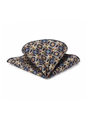 Skopje Geometric Mosaic Silk-Blend Pocket Square – Periwinkle, Bronze & Sand - MrGuild