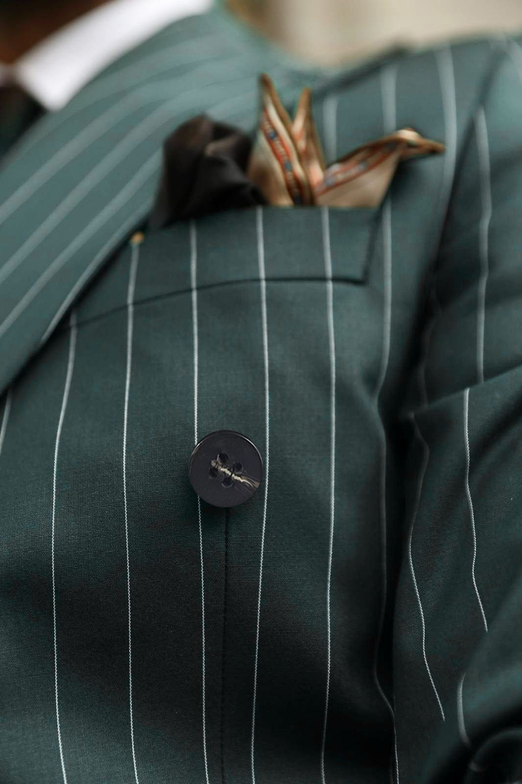 Thorndike Street Green Pinstripe Slim Fit Double Breasted Suit