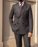Woodstock Road Grey Plain Slim Fit Double Breasted Suit - MrGuild