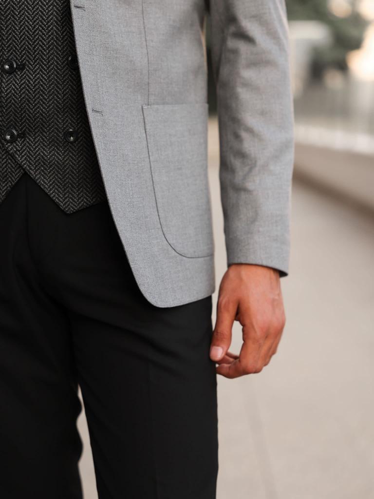 Man Model In Dark Grey Waistcoat Trousers Shirt And Cravat Stock Photo  Picture And Royalty Free Image Image 73003074