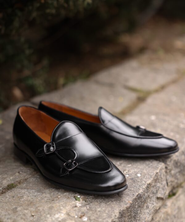 Bologne Men's All Black Calf Leather Oxford Shoes | MrGuild