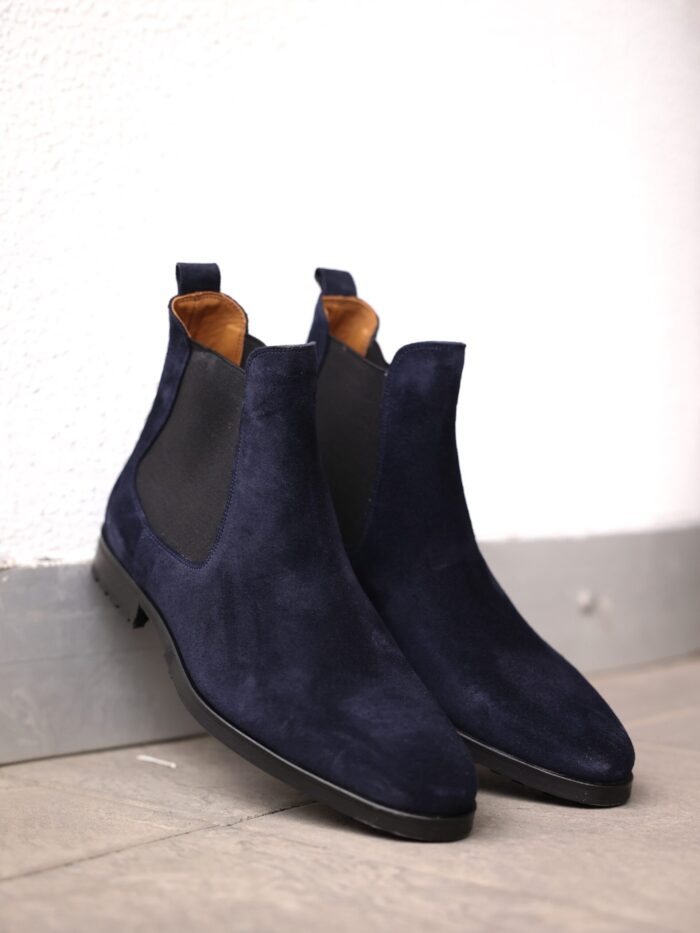 Madrid Men's dark navy blue suede leather men's Chelsea boots