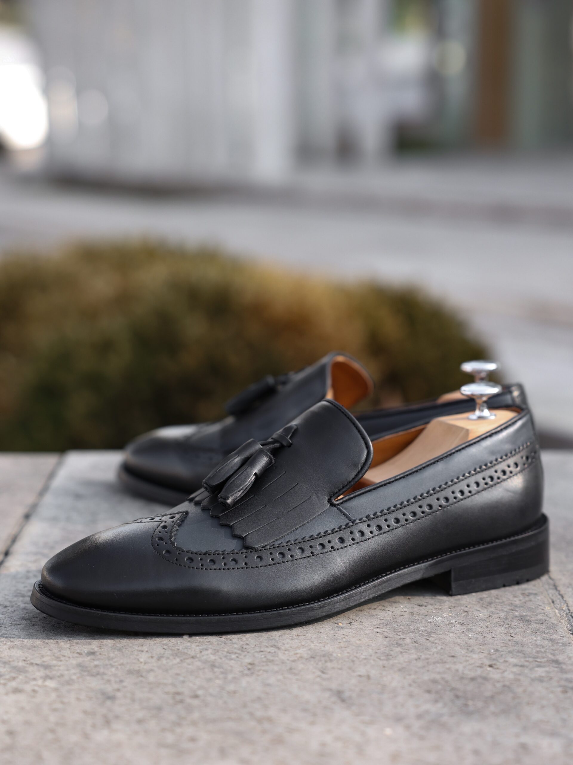 Men's Black Velvet Loafer with Black Tassel