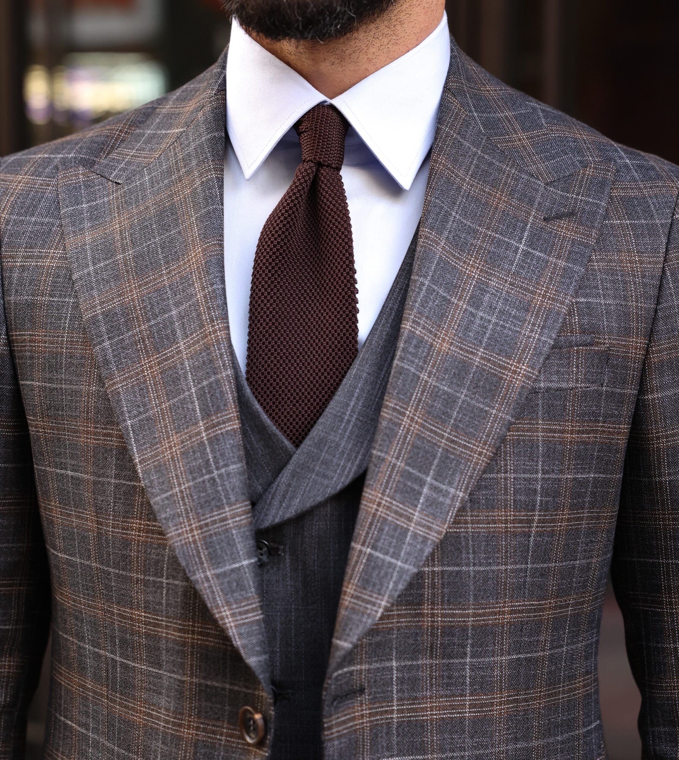 Chalkway Street Slim Fit Charcoal Grey Mixed Men's Three Piece Suit ...