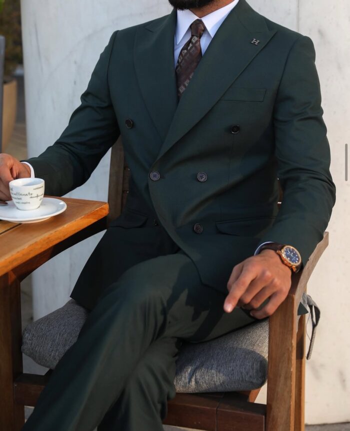 Chelmsford TAILORED SLIM fit EMERALD GREEN double BREASTED men's SUIT
