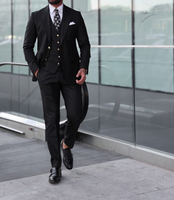 Mens black wedding suits groom best sale