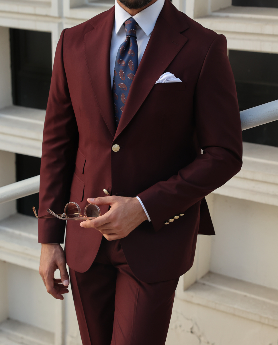 Burgundy Havana Suit in Pure Linen | SUITSUPPLY US