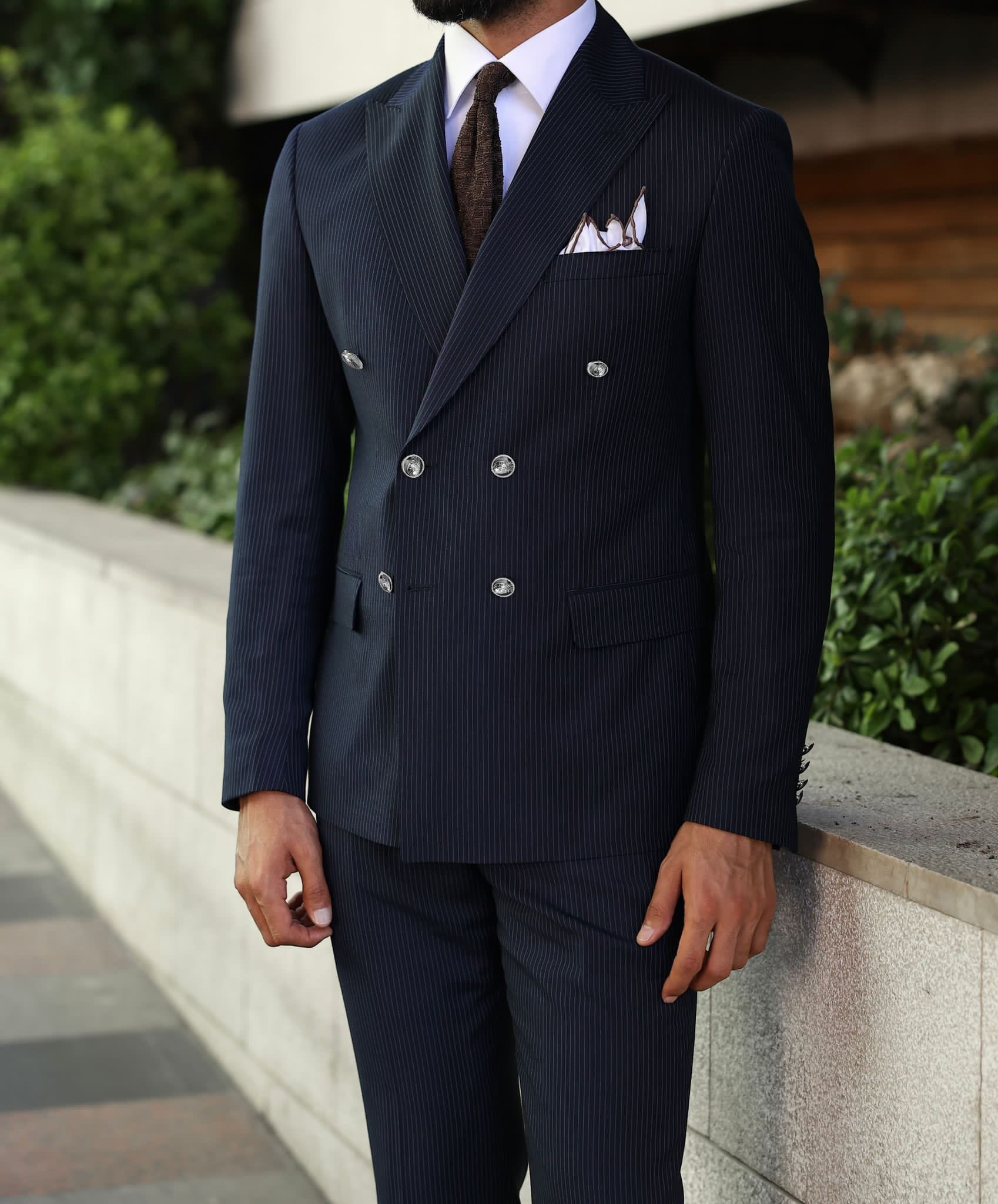 2025/06/1000126774-1738171.jpg Andrews Crosse TAILORED SLIM FIT DARK NAVY BLUE PINSTRIPE DOUBLE BREASTED MEN’S SUIT