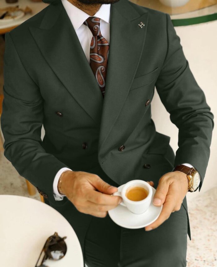 Elmington Road TAILORED SLIM fit EMERALD GREEN double BREASTED men’s SUIT